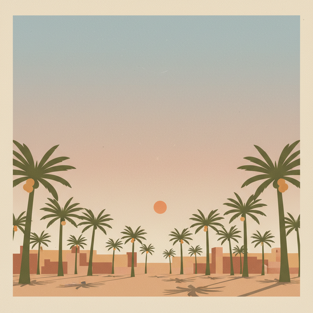 Palmeral of Elche — illustrated travel poster