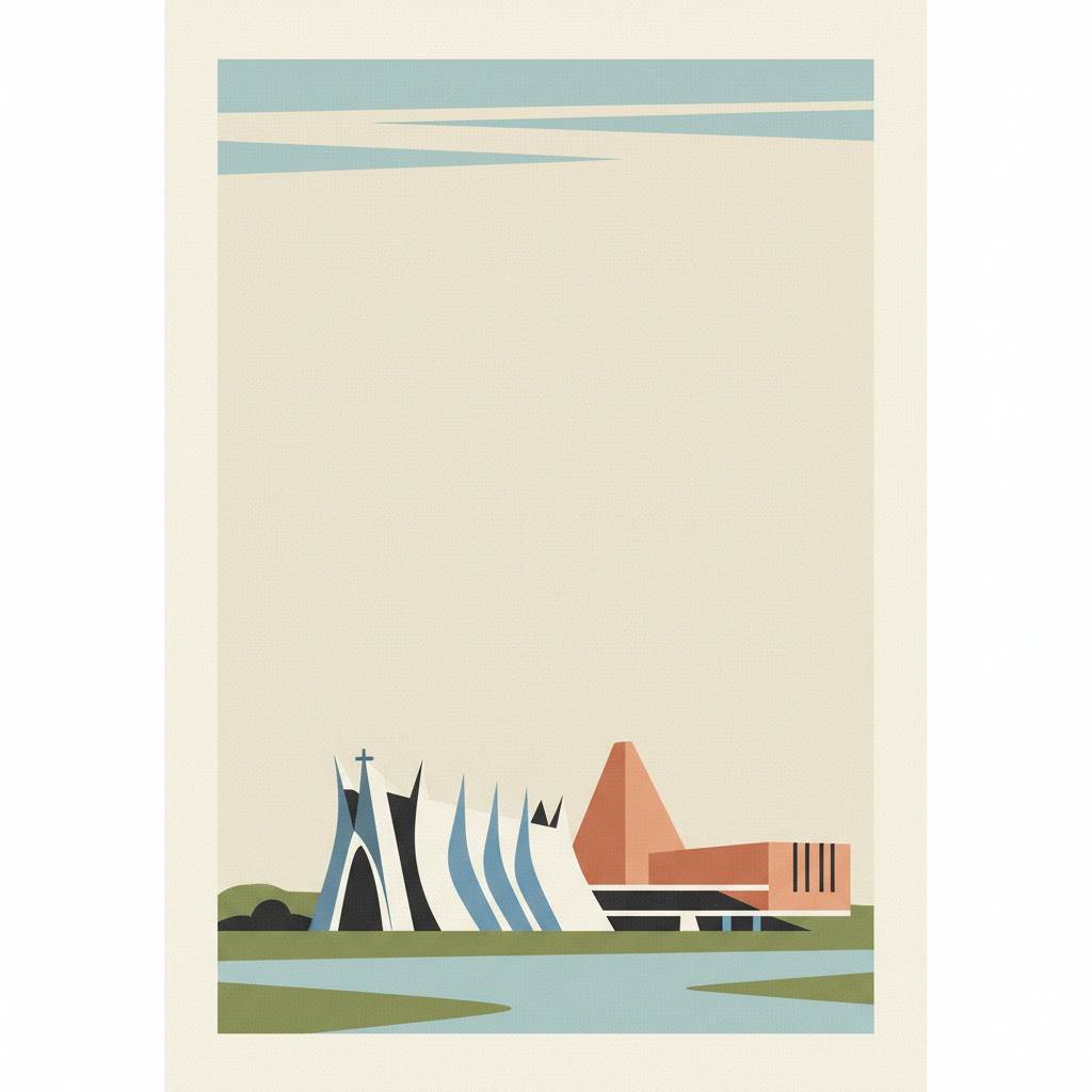 Pampulha Modern Ensemble — illustrated travel poster