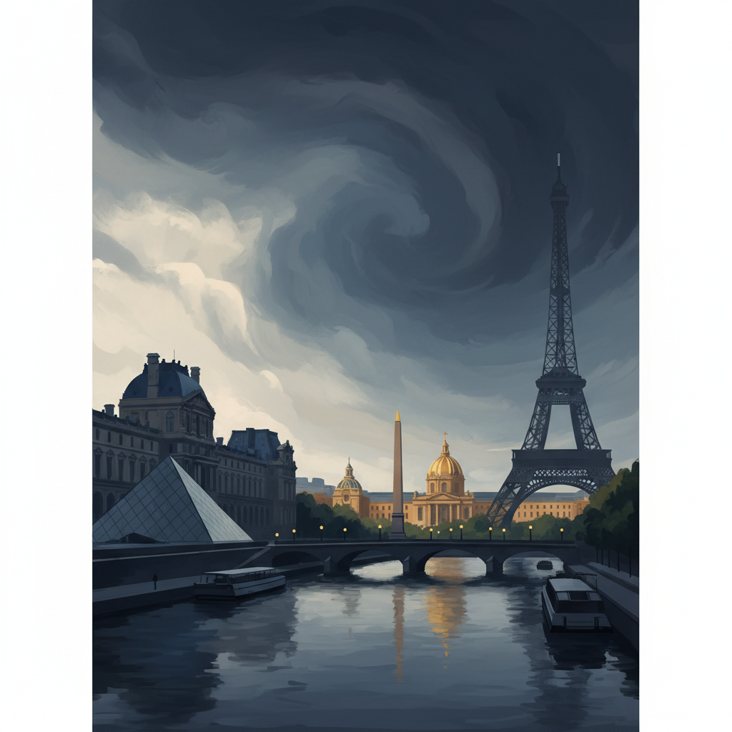 Paris, Banks of the Seine — illustrated travel poster