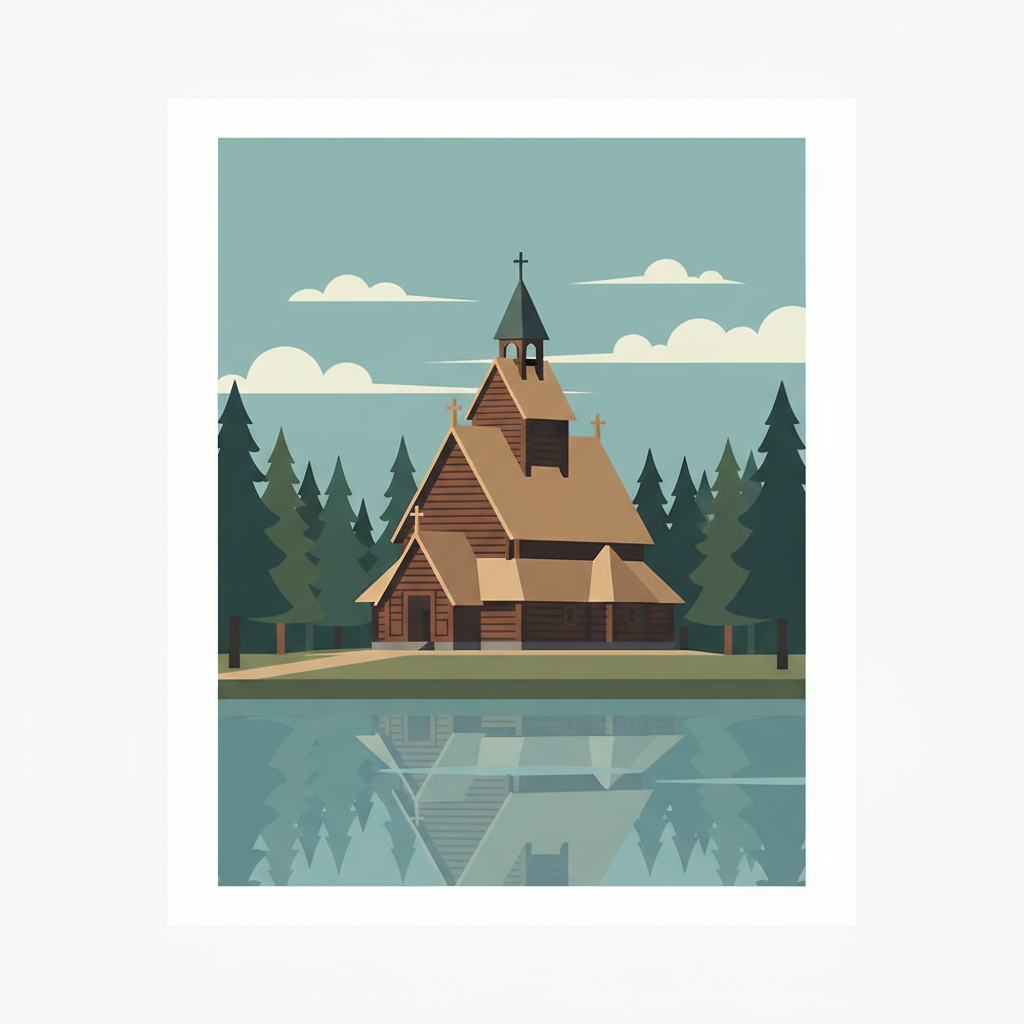 Petäjävesi Old Church — illustrated travel poster