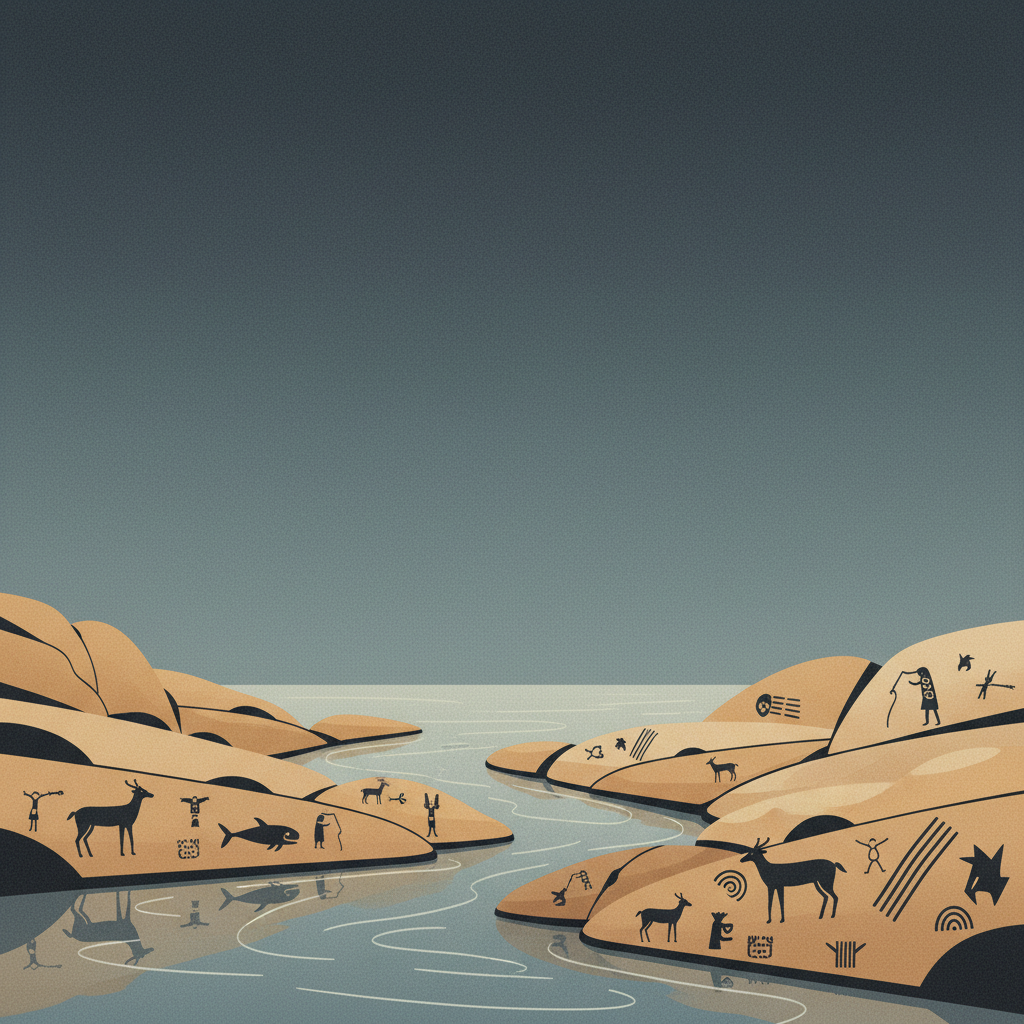 Petroglyphs along the Bangucheon Stream — illustrated travel poster
