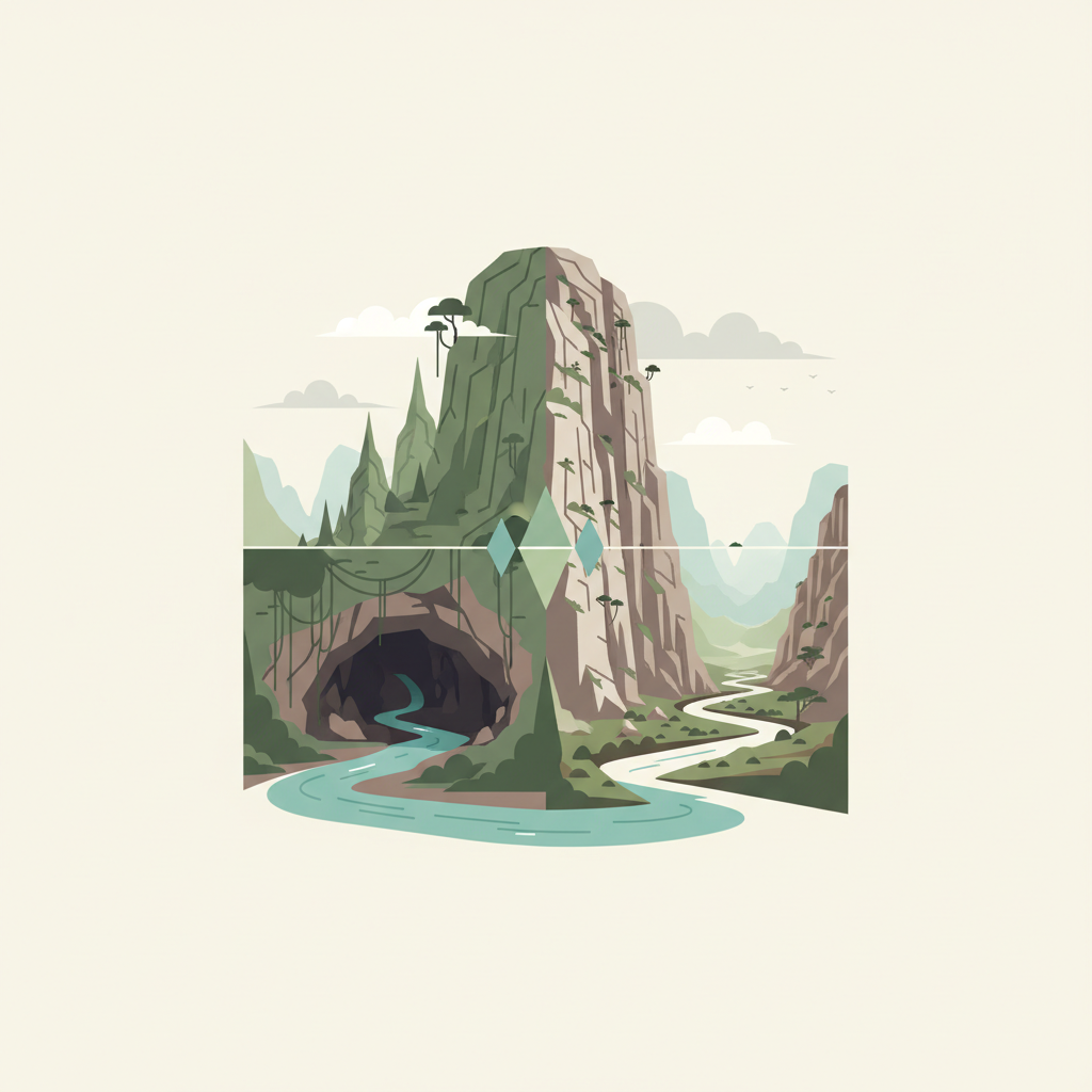 Phong Nha-Ke Bang National Park and Hin Nam No National Park — illustrated travel poster