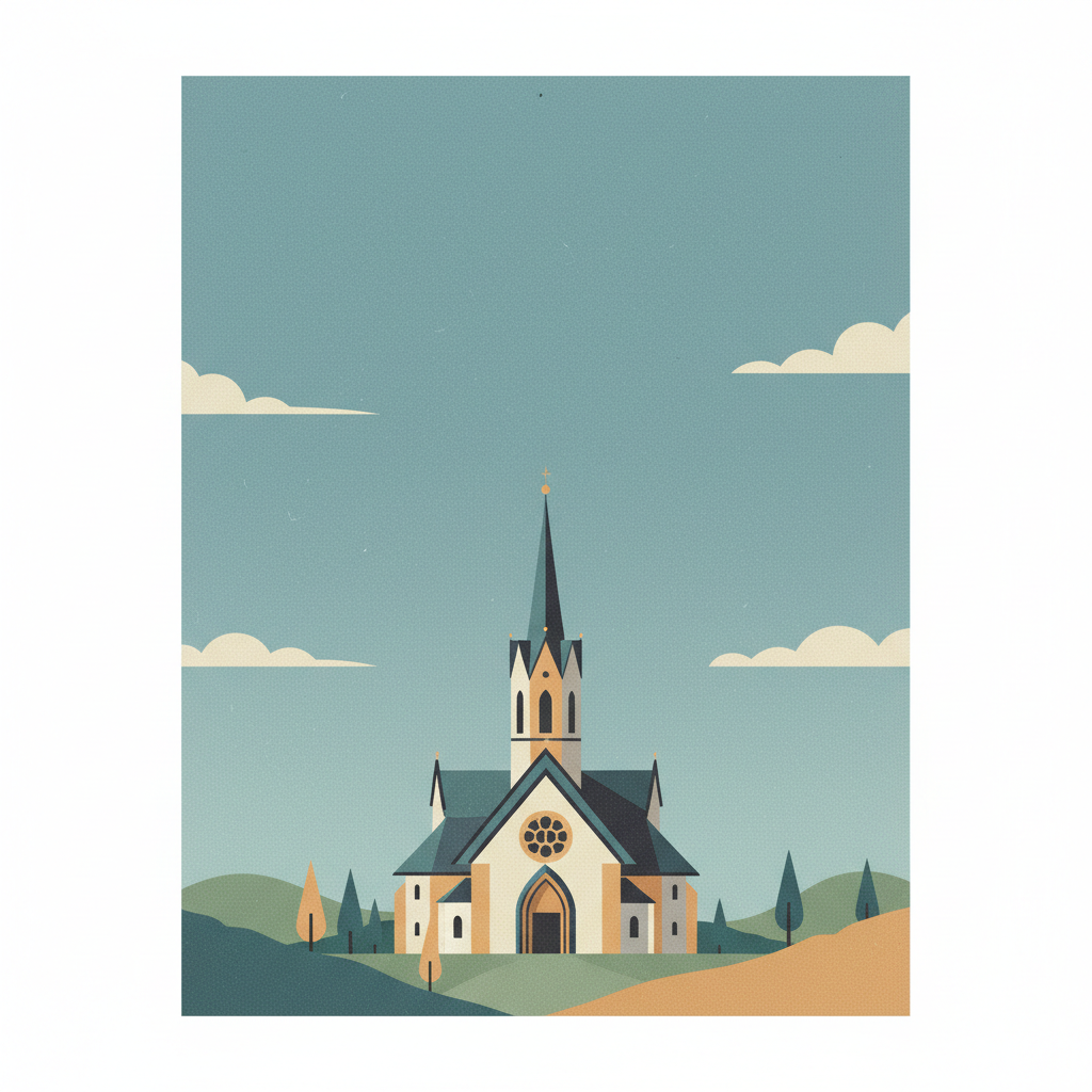Pilgrimage Church of St John of Nepomuk at Zelená Hora — illustrated travel poster