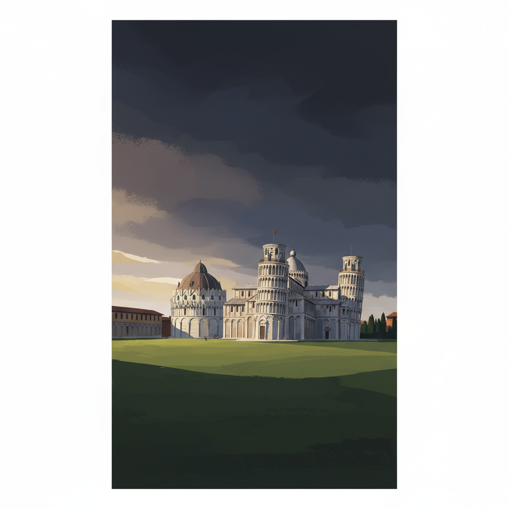 Piazza del Duomo, Pisa — illustrated travel poster