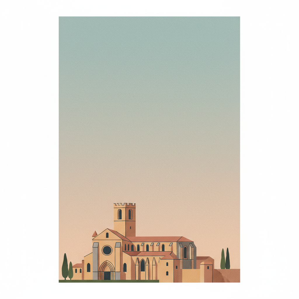 Poblet Monastery — illustrated travel poster
