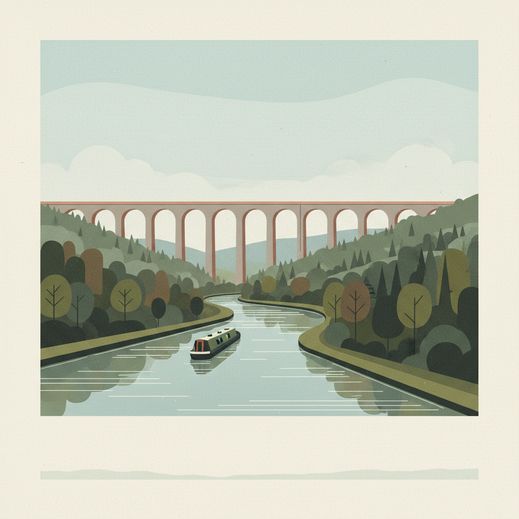 Pontcysyllte Aqueduct and Canal — illustrated travel poster