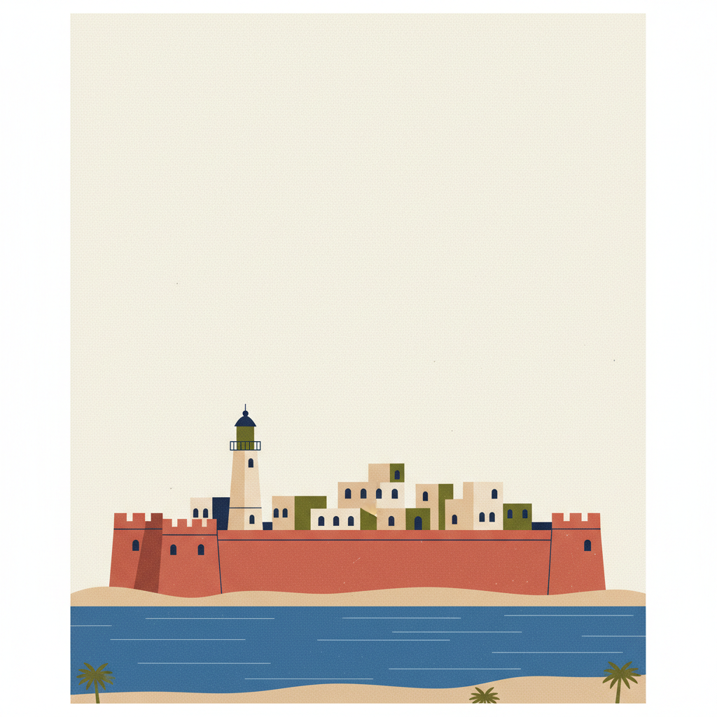 Portuguese City of Mazagan (El Jadida) — illustrated travel poster