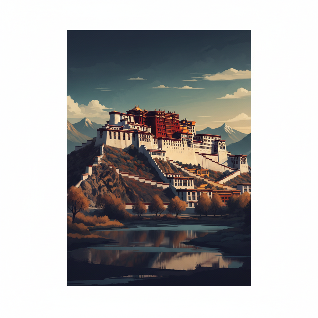 Historic Ensemble of the Potala Palace, Lhasa — illustrated travel poster