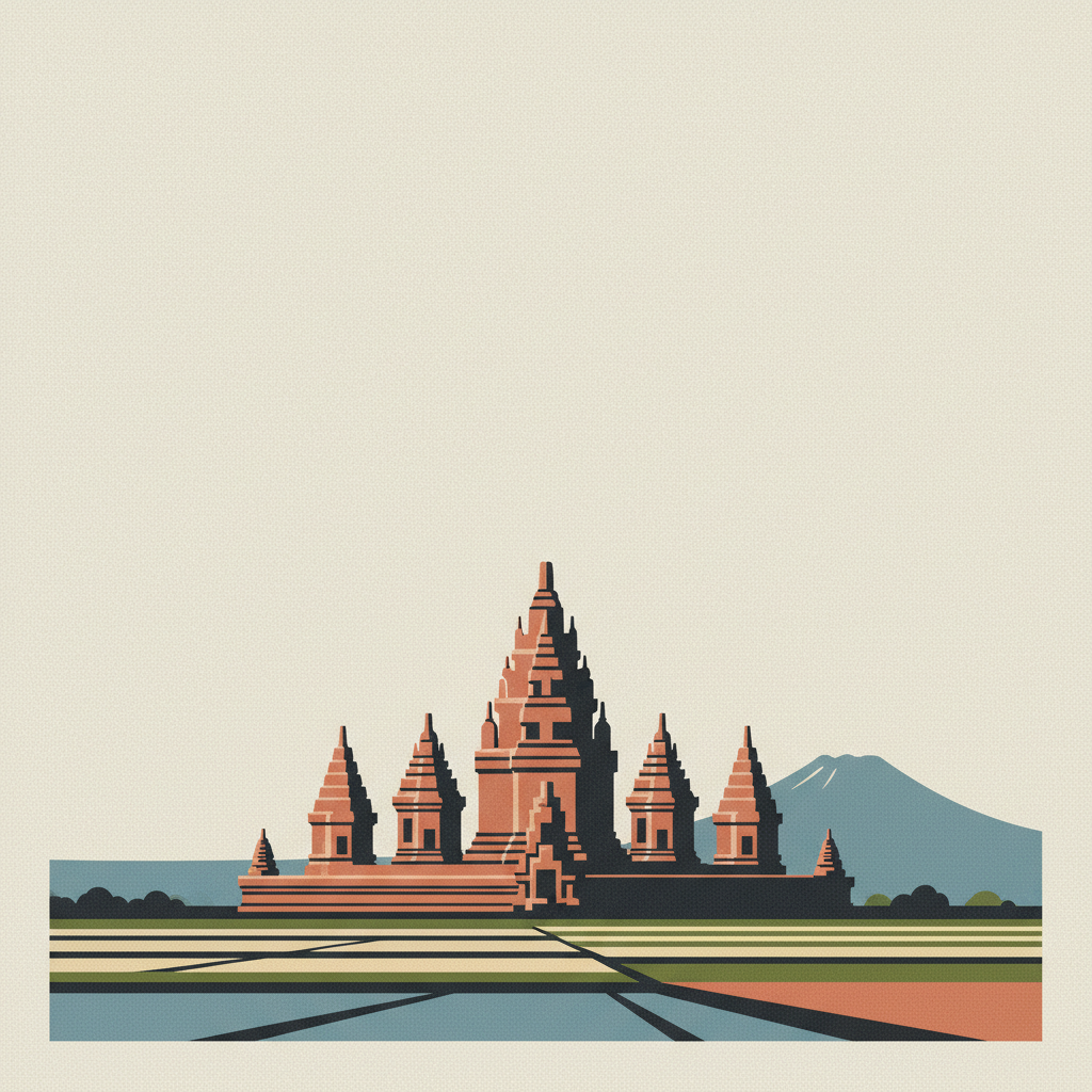 Prambanan Temple Compounds — illustrated travel poster
