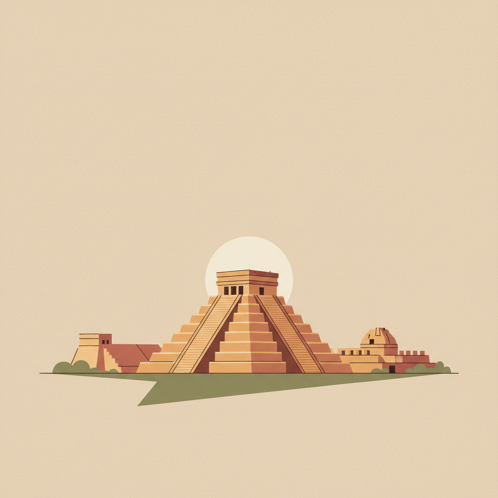 Pre-Hispanic City of Chichen-Itza — illustrated travel poster