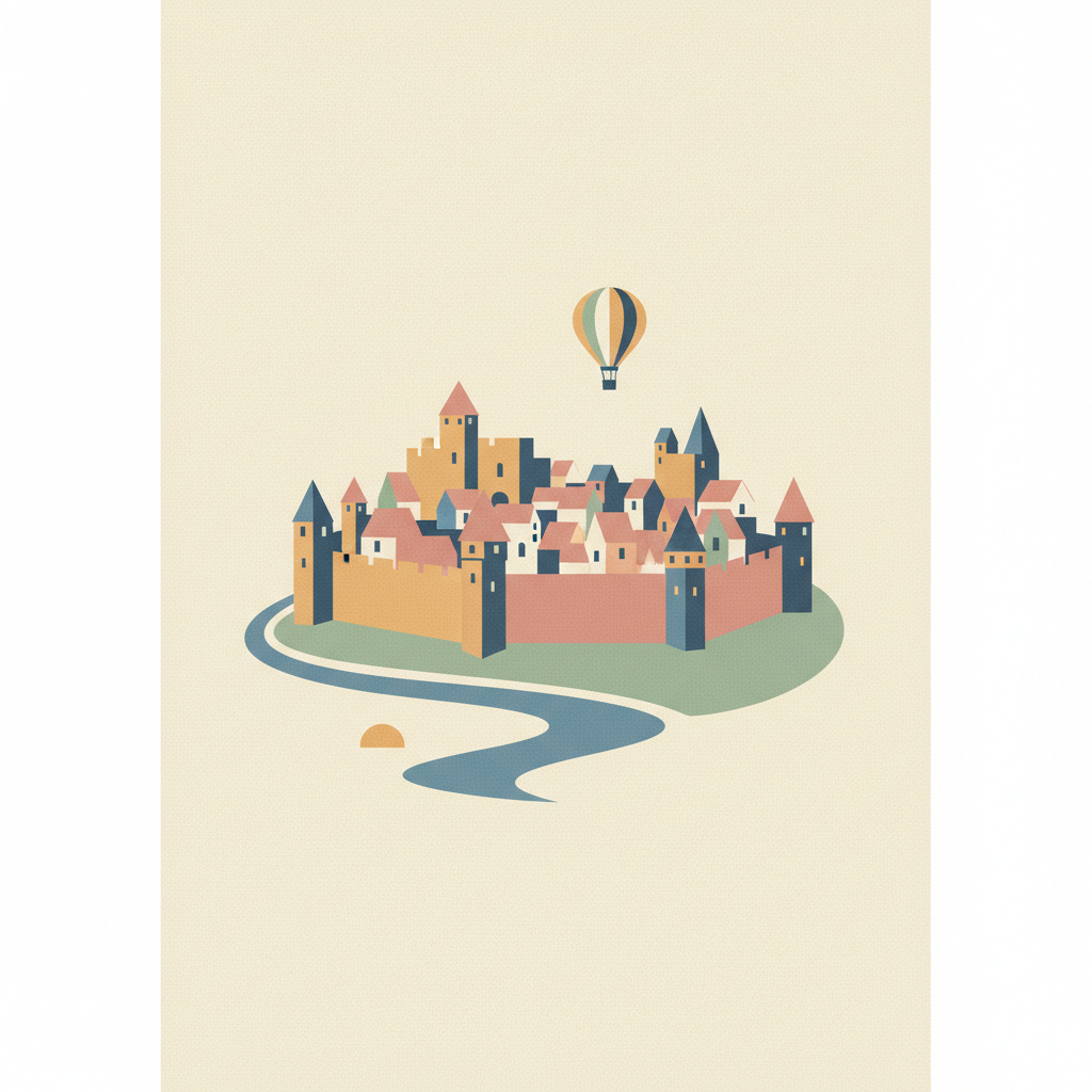 Provins, Town of Medieval Fairs — illustrated travel poster