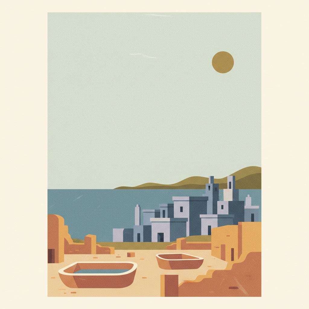 Punic Town of Kerkuane and its Necropolis — illustrated travel poster
