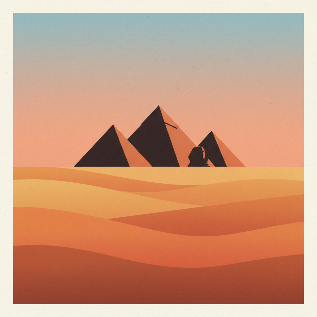 Pyramids of Giza — illustrated travel poster