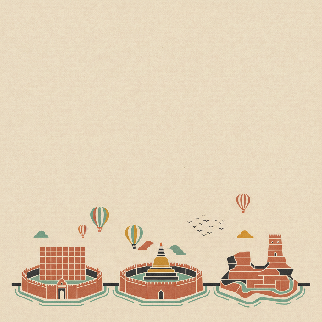 Pyu Ancient Cities — illustrated travel poster