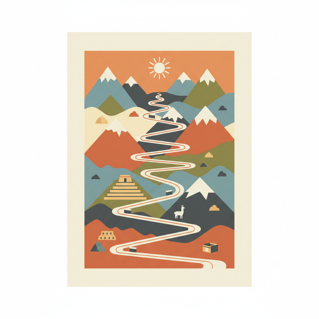 Qhapaq Ñan, Andean Road System — illustrated travel poster