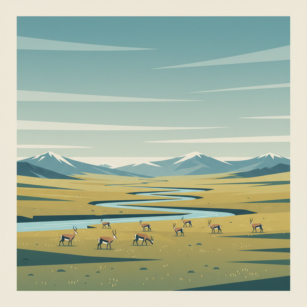 Qinghai Hoh Xil — illustrated travel poster