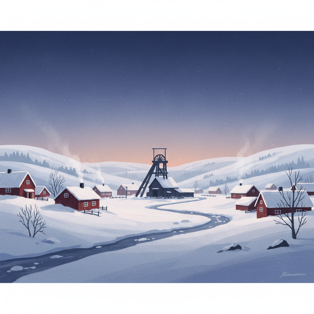 Røros Mining Town and the Circumference — illustrated travel poster