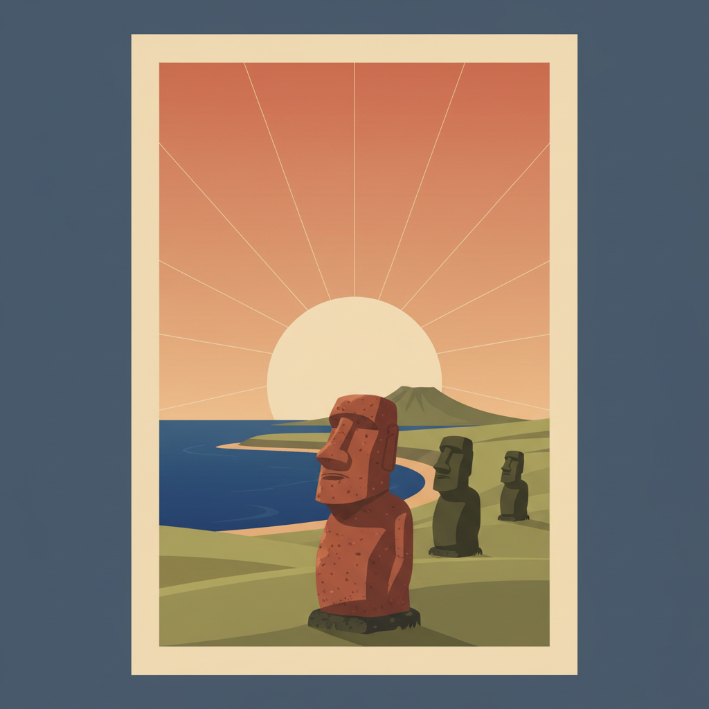Rapa Nui National Park — illustrated travel poster