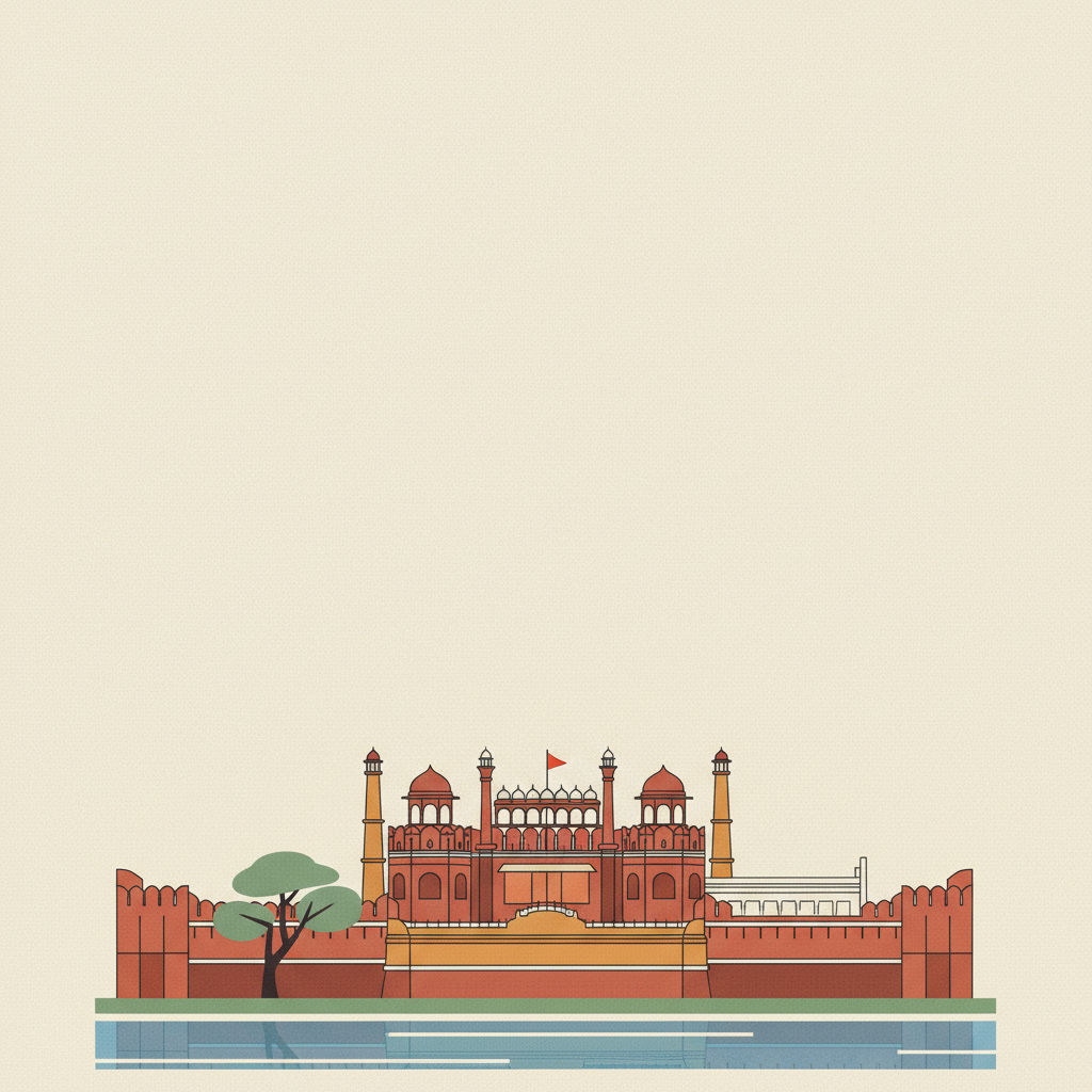 Red Fort Complex — illustrated travel poster