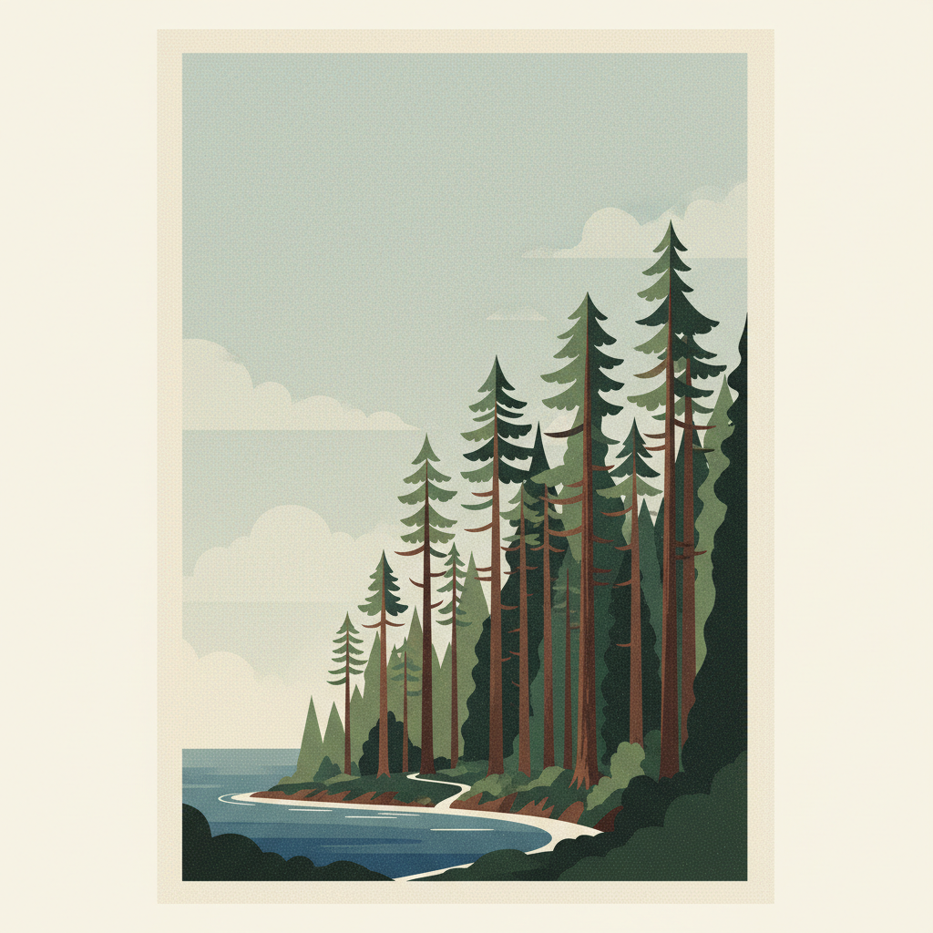 Redwood National and State Parks — illustrated travel poster