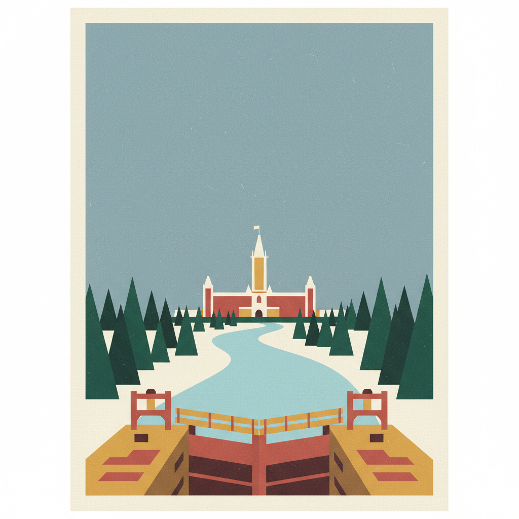 Rideau Canal — illustrated travel poster
