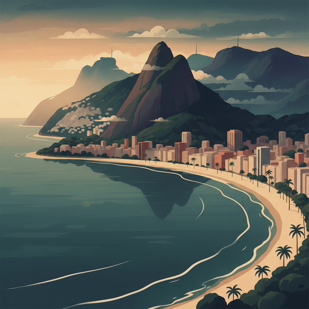 Rio de Janeiro: Carioca Landscapes between the Mountain and the Sea — illustrated travel poster