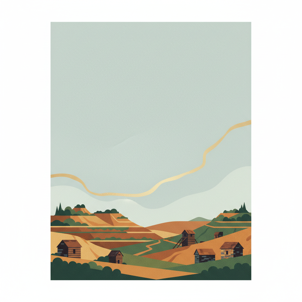 Roșia Montană Mining Landscape — illustrated travel poster