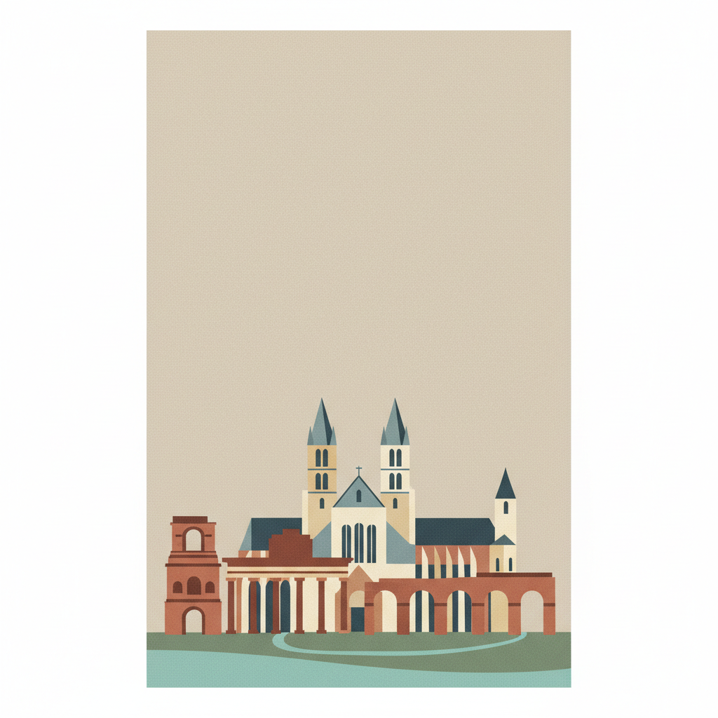 Roman Monuments, Cathedral of St Peter and Church of Our Lady in Trier — illustrated travel poster