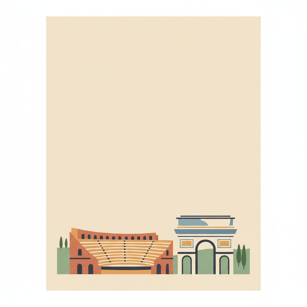 Roman Theatre and its Surroundings and the "Triumphal Arch" of Orange — illustrated travel poster
