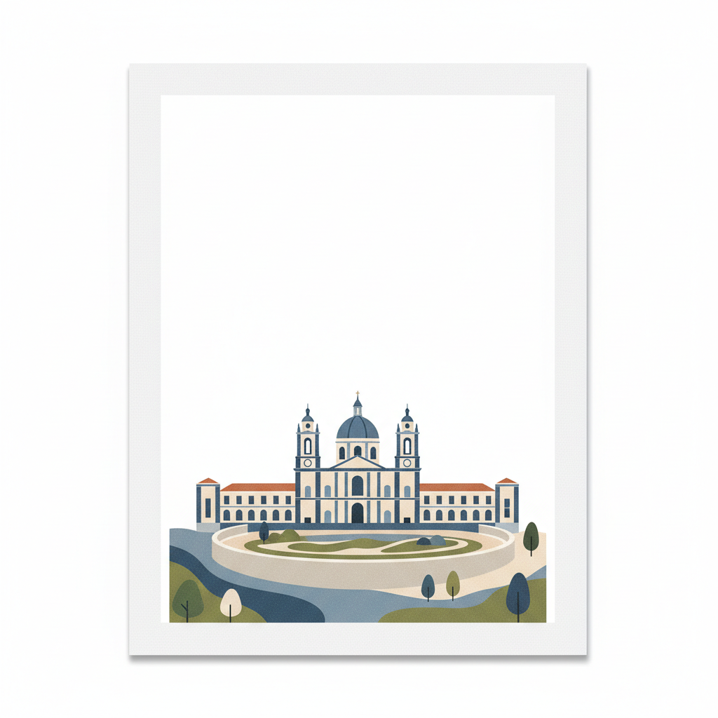 Royal Building of <i>Mafra</i> – Palace, Basilica, Convent, <i>Cerco</i> Garden and Hunting Park (<i>Tapada</i>) — illustrated travel poster