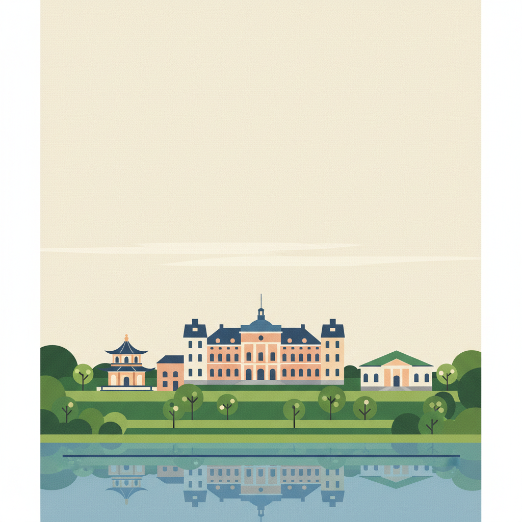 Royal Domain of Drottningholm — illustrated travel poster