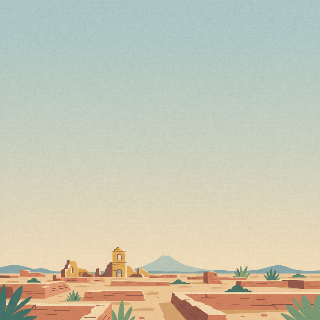 Ruins of León Viejo — illustrated travel poster