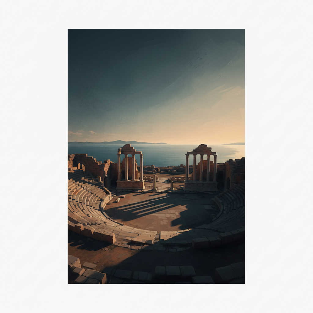 Archaeological Site of Sabratha — illustrated travel poster