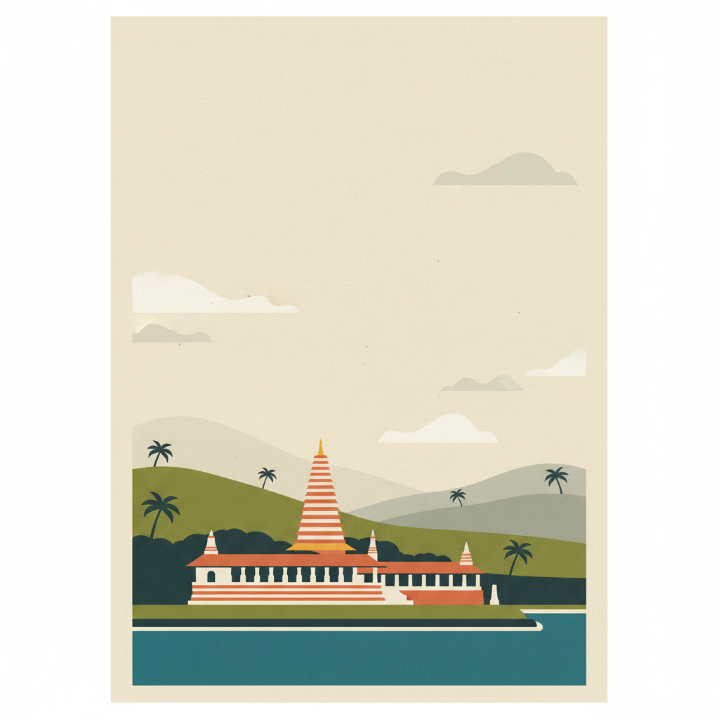 Sacred City of Kandy — illustrated travel poster