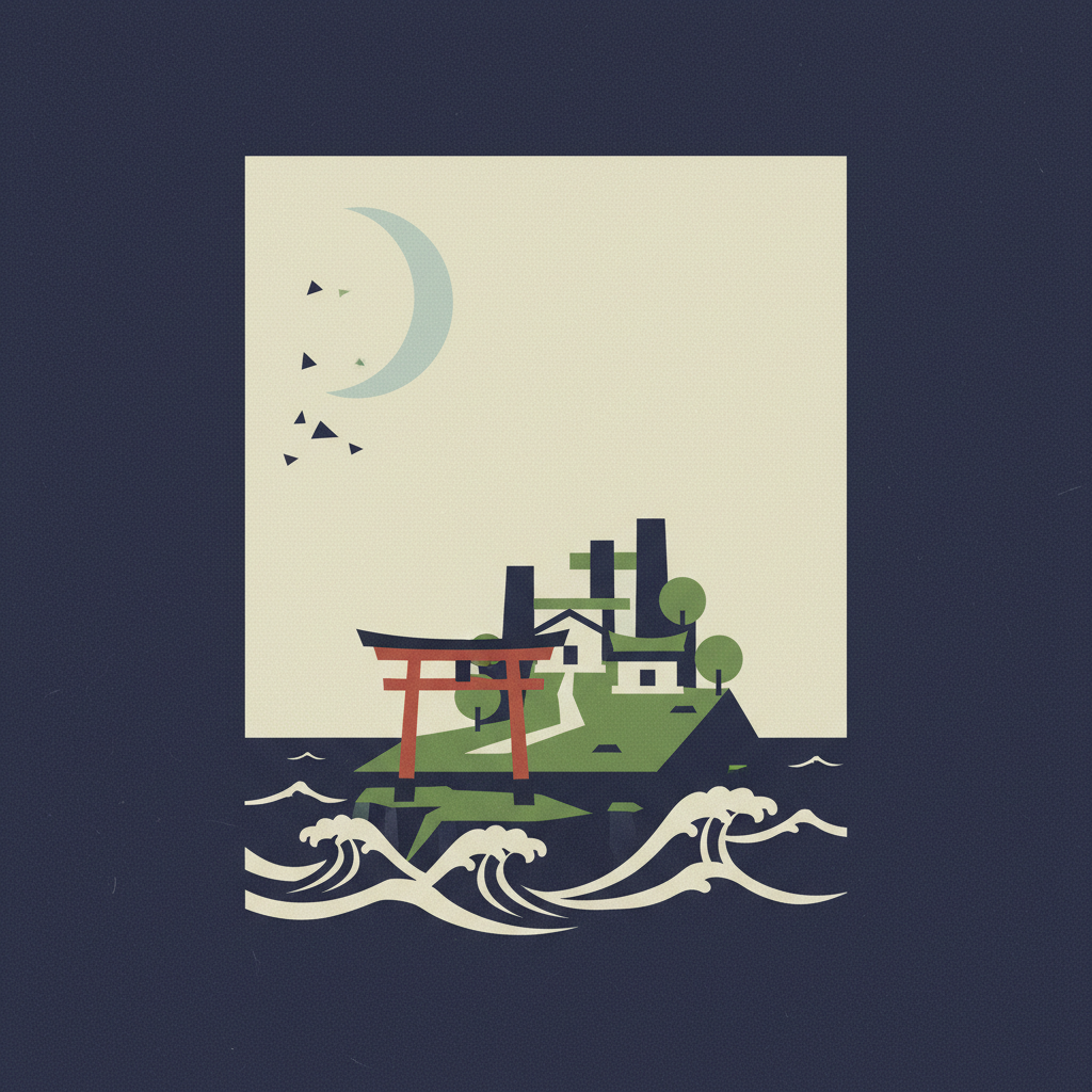 Sacred Island of Okinoshima and Associated Sites in the Munakata Region — illustrated travel poster