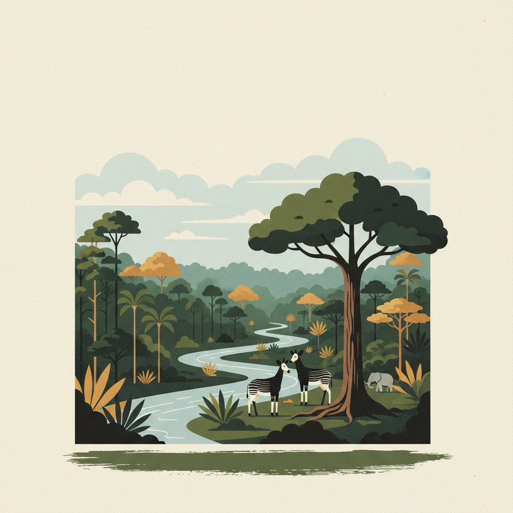 Salonga National Park — illustrated travel poster