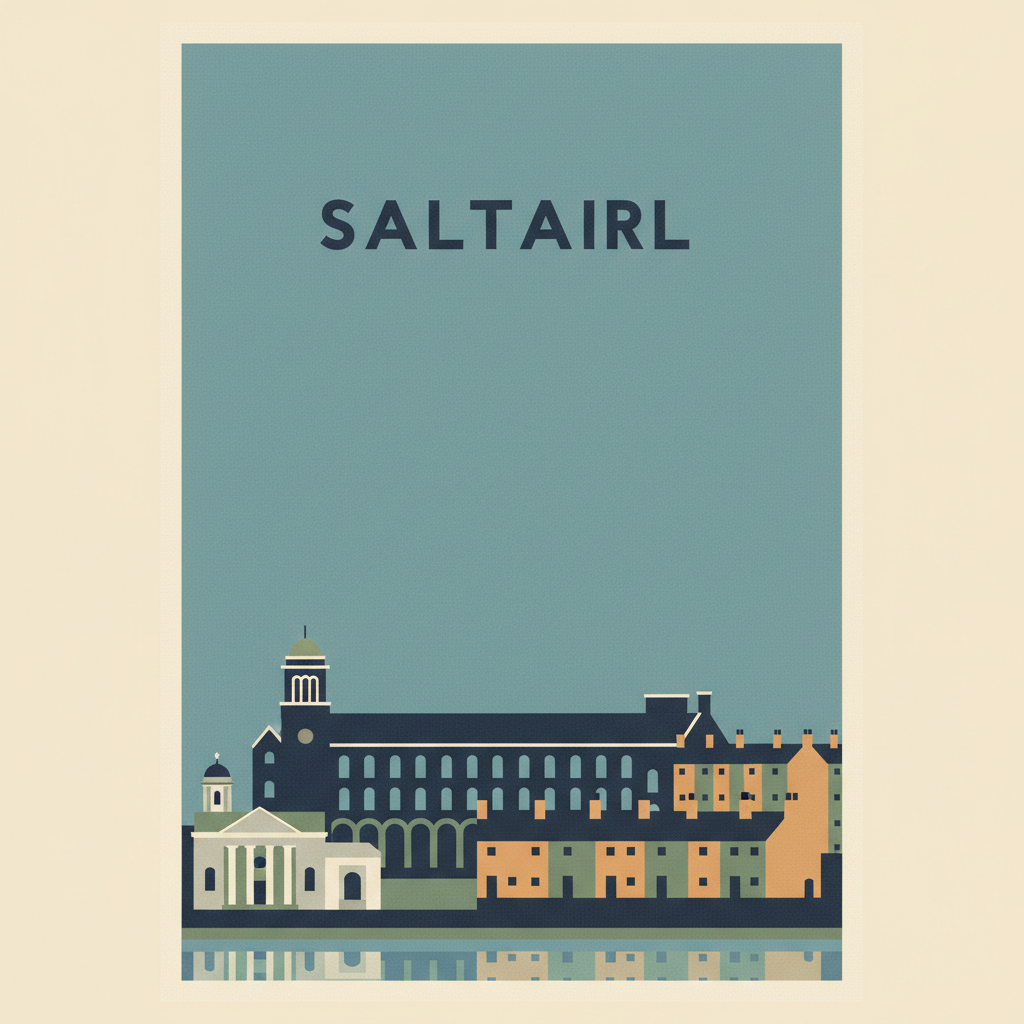 Saltaire — illustrated travel poster
