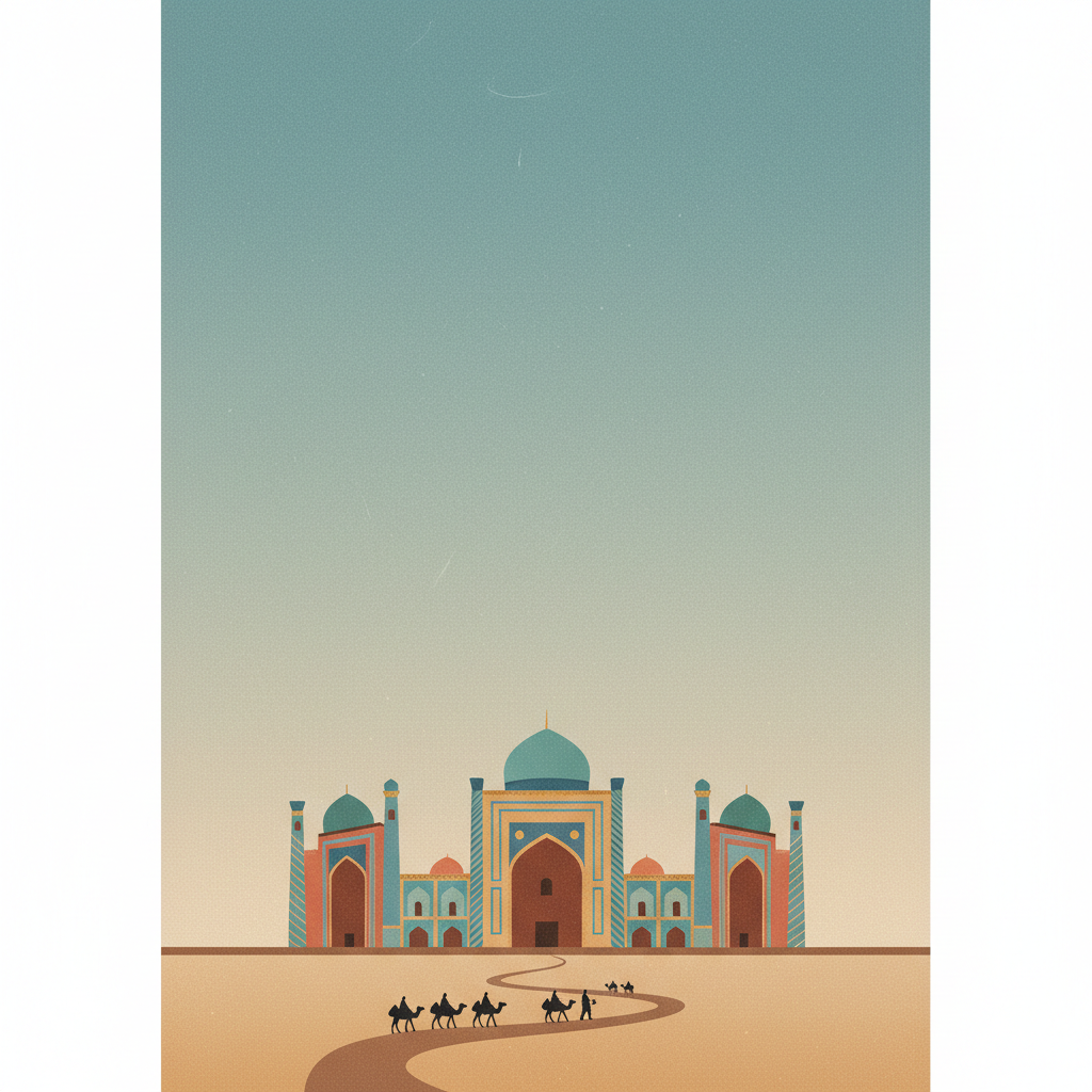 Samarkand – Crossroad of Cultures — illustrated travel poster