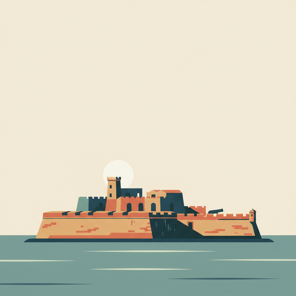 San Pedro de la Roca Castle, Santiago de Cuba — illustrated travel poster