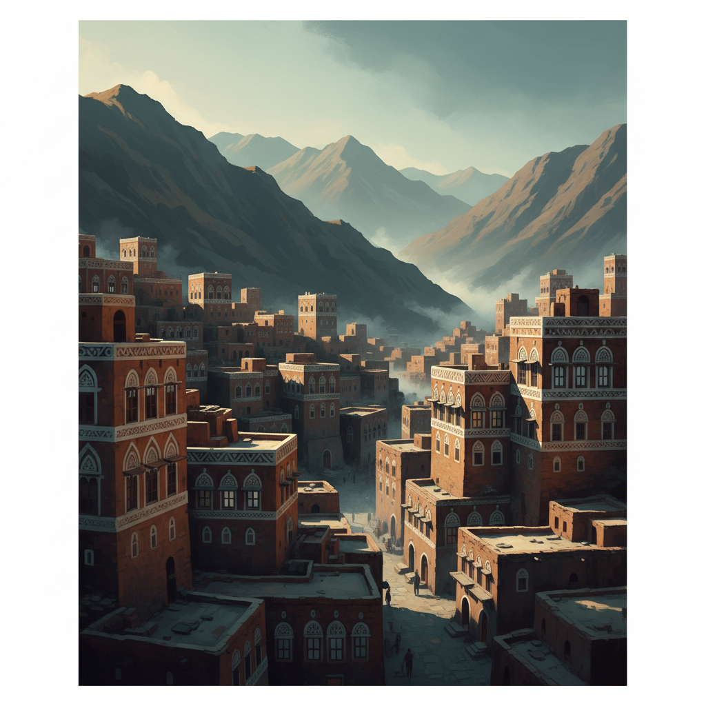 Old City of Sana'a — illustrated travel poster