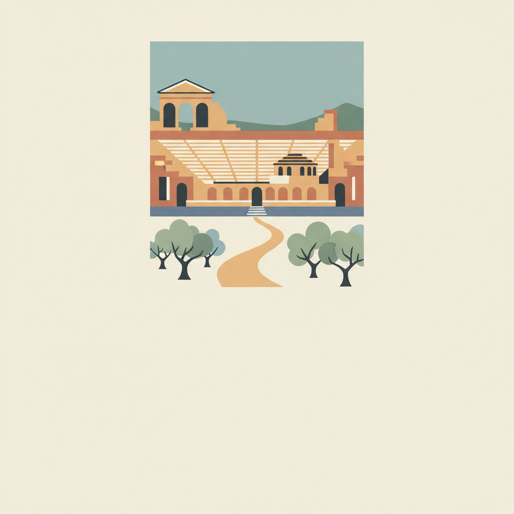 Sanctuary of Asklepios at Epidaurus — illustrated travel poster