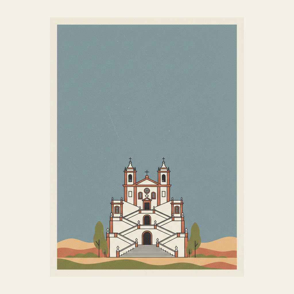 Sanctuary of Bom Jesus do Monte in Braga — illustrated travel poster
