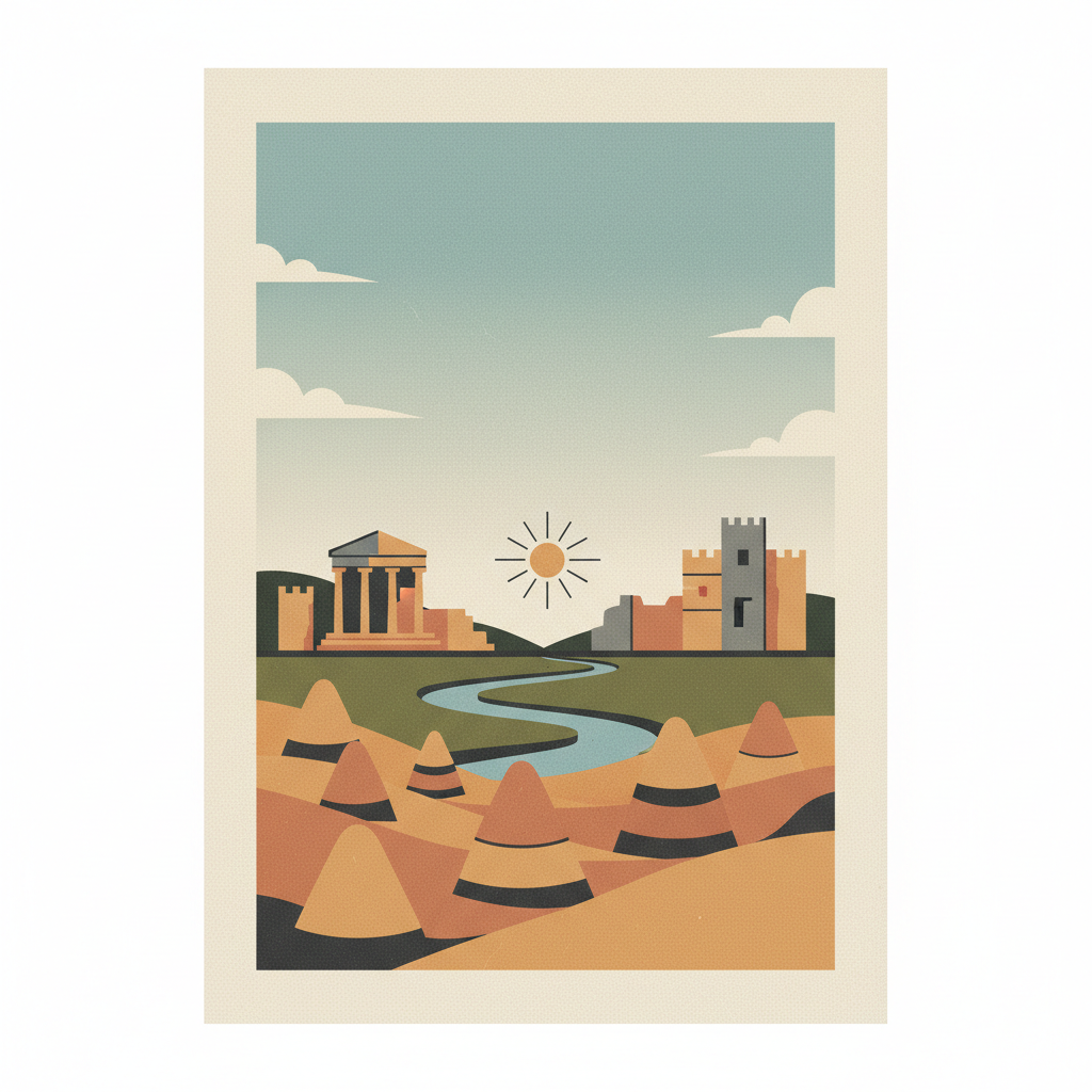 Sardis and the Lydian Tumuli of Bin Tepe — illustrated travel poster