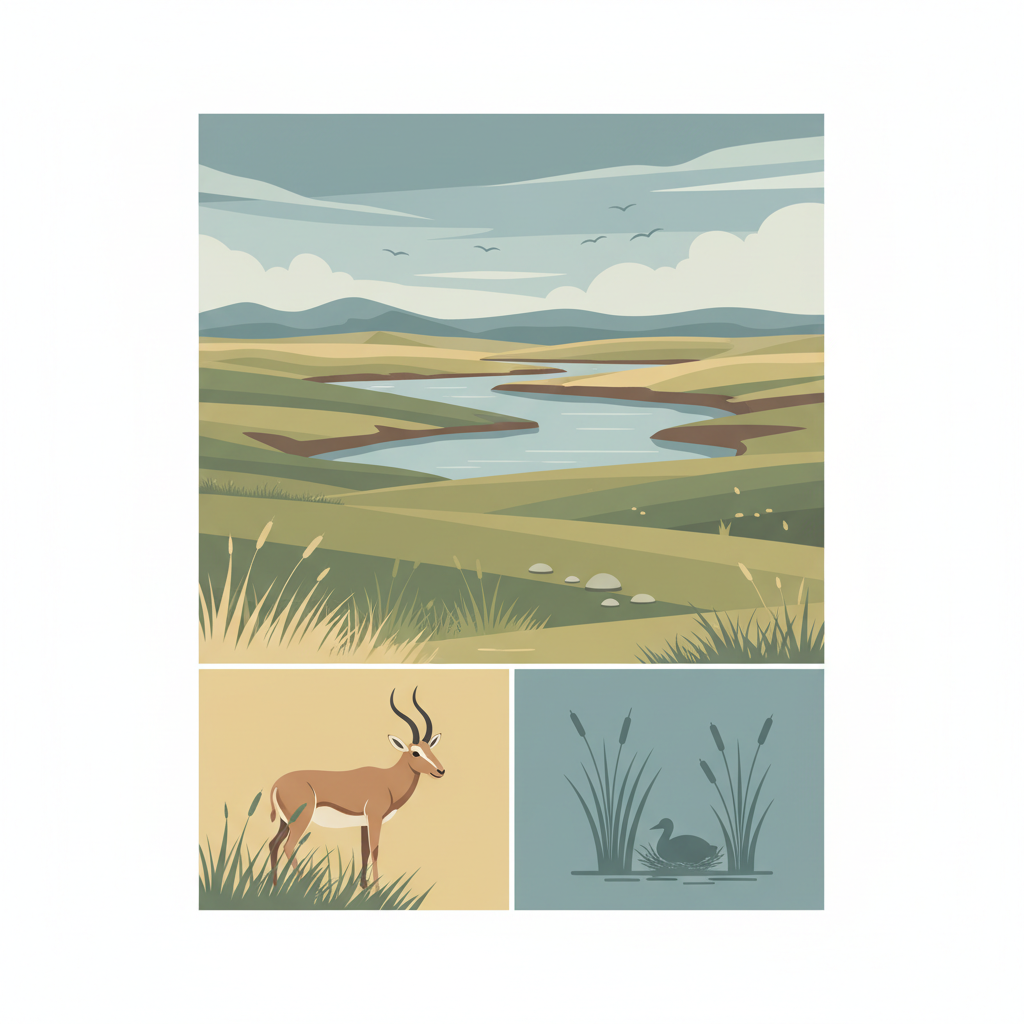 Saryarka – Steppe and Lakes of Northern Kazakhstan — illustrated travel poster