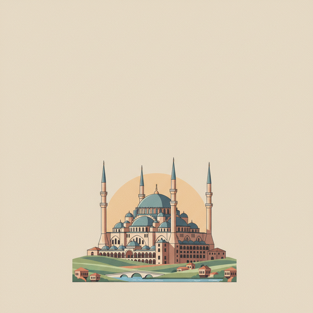 Selimiye Mosque and its Social Complex — illustrated travel poster