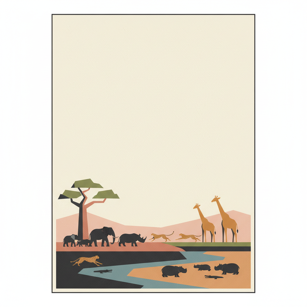 Selous Game Reserve — illustrated travel poster