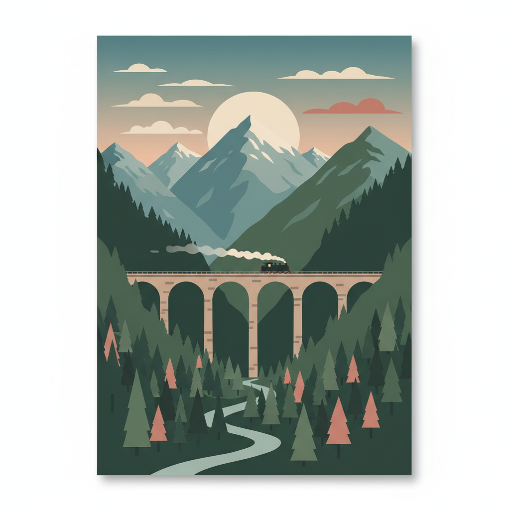 Semmering Railway — illustrated travel poster