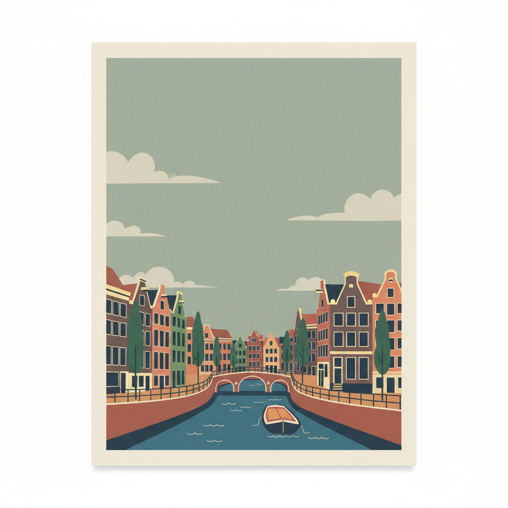 Seventeenth-Century Canal Ring Area of Amsterdam inside the Singelgracht — illustrated travel poster