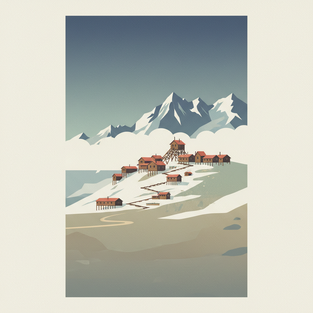 Sewell Mining Town — illustrated travel poster