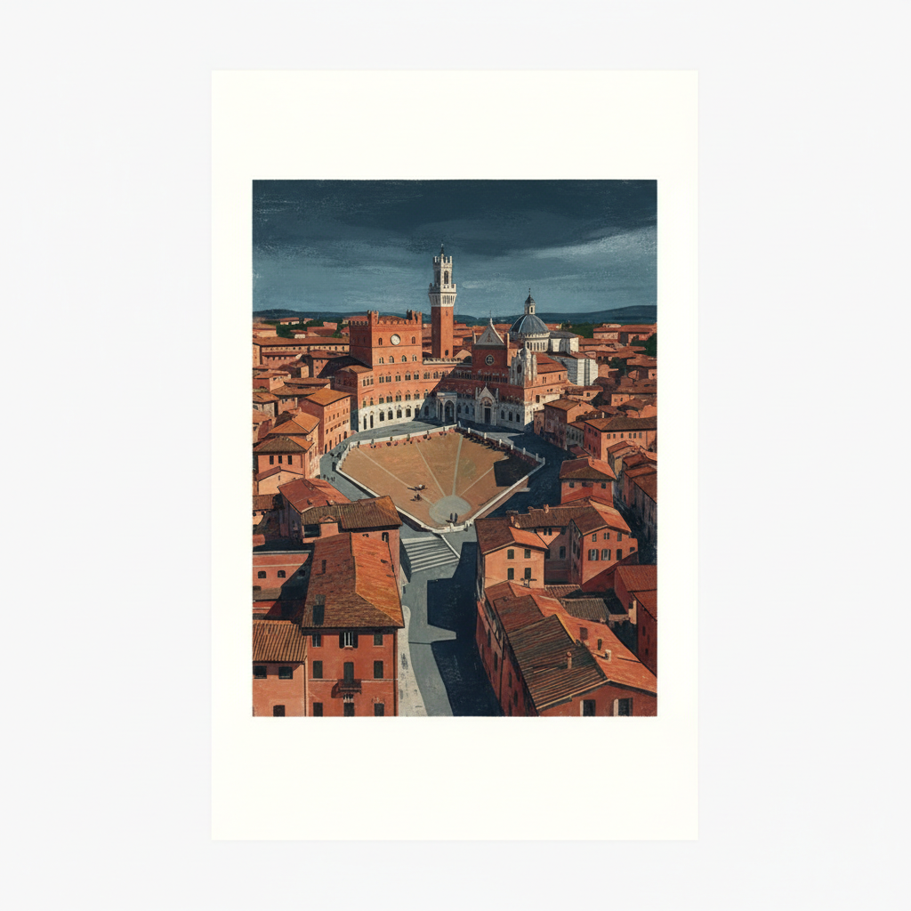 Historic Centre of Siena — illustrated travel poster